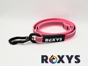 Preview: Leine aus gummiertem Gurtband 15mm mit Alukarabiner