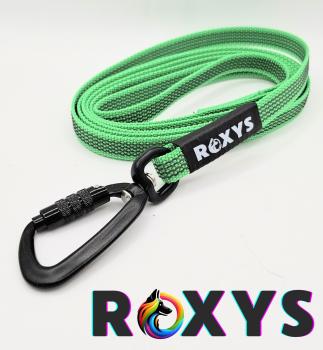 Preview: Leine aus gummiertem Gurtband 15mm mit Alu-Sicherheitskarabiner